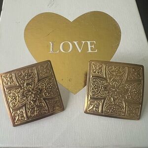 👑 Faux Gold Square Earrings with unique designs 5 for $10 jewelry sale